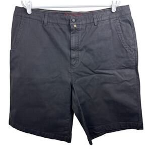 Robert Graham Men's Shorts 38 Black Chino‎ Flat Front 10" Pockets Cotton Casual